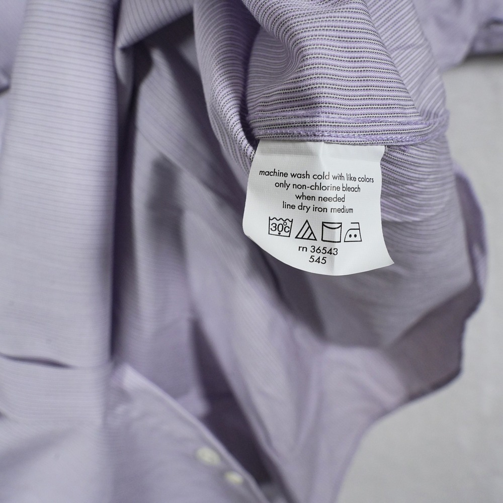 John Varvatos Slim Fit French Cuff Dress Shirt Mens 18 36/37 Lavender Stripe NWT - Picture 9 of 9